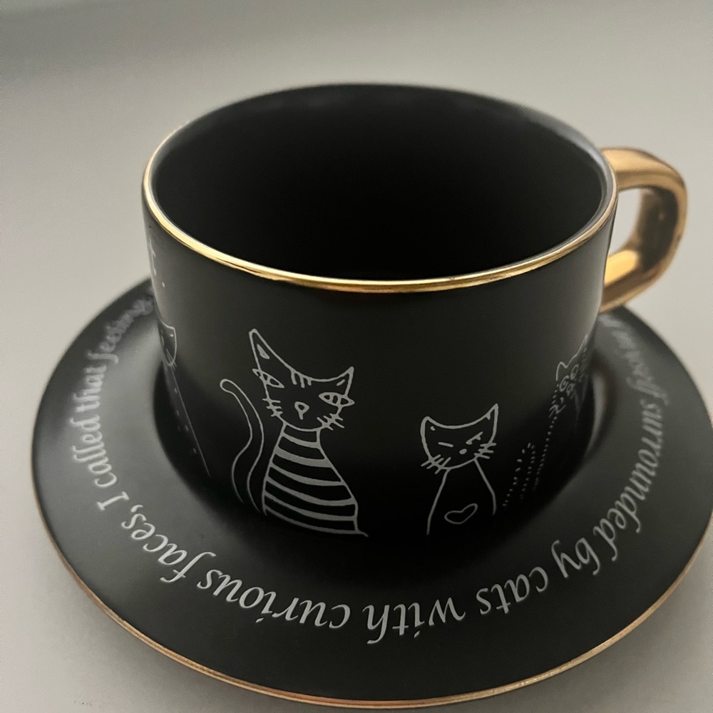 Cat tea/coffee cup and saucer.